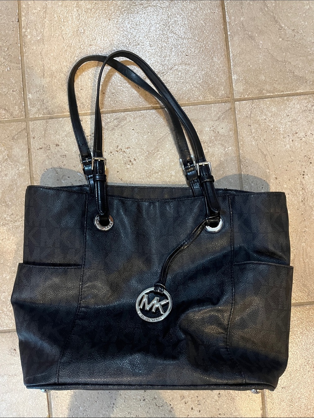 Michael Kors Black Logo Charm Double-Handle Tote